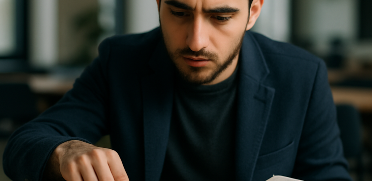 An Azerbaijani chess player studies a new opening idea at a tournament board.